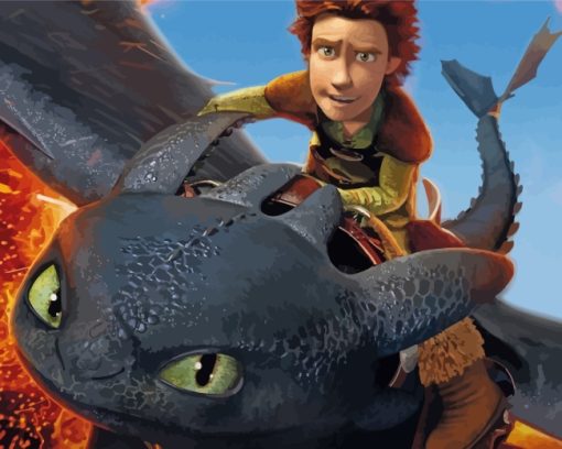 Hiccup On Dragon Paint by numbers