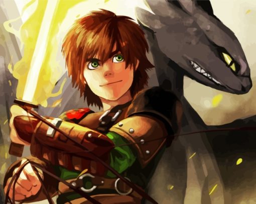 Hiccup And Dragon Animation Paint by numbers