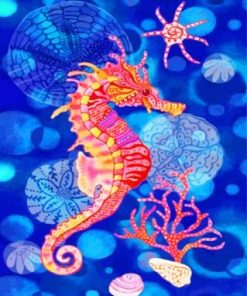 Pink Yellow Seahorse Paint by numbers