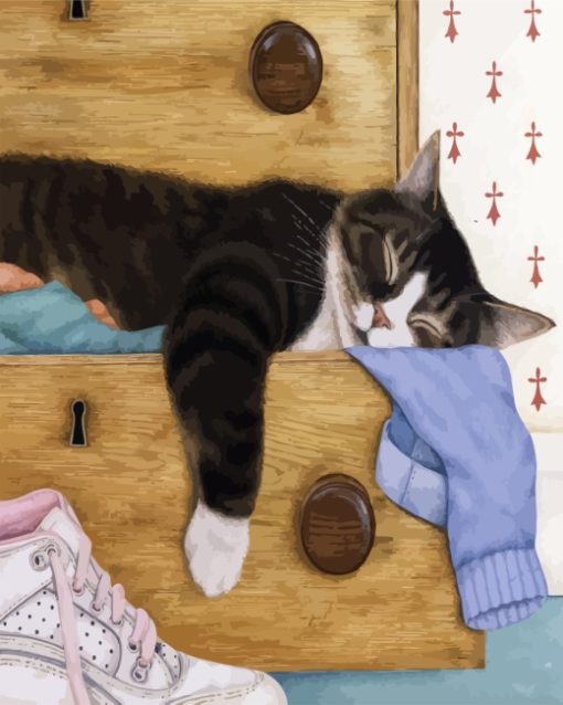 Sleepy Cat Paint by numbers