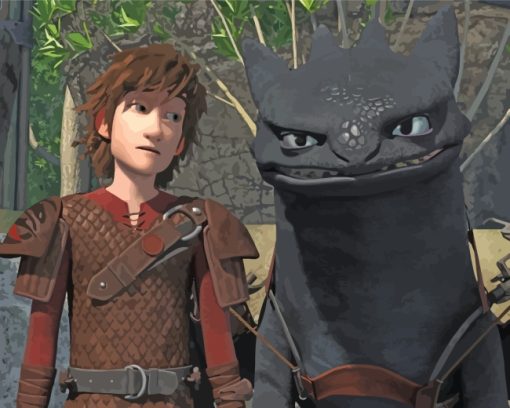 Toothless Dragon And Hiccup Paint by numbers