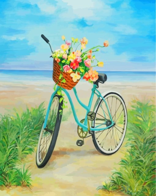 Blue Bike And Flowers