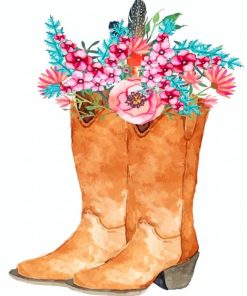 brown-boot-and-flowers-paint-by-numbers