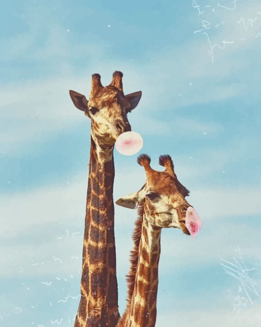 casual-giraffe-blowing-bubble-gum-paint-by-number