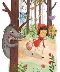 Little Red Riding Hood In Forest Paint by numbers