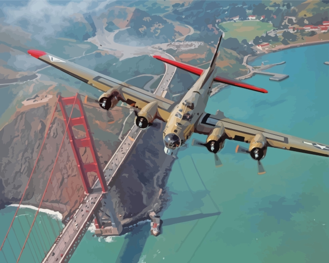 Petlyakov Pe 8 Over Golden Gate Paint by numbers