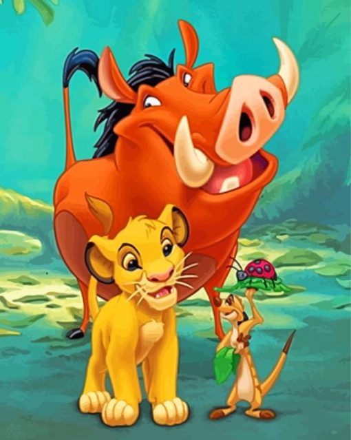 Simba Timon And Pumbaa Lion King Paint by numbers