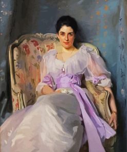 Edwardian Lady Sitting On Floral Chair paint by numbers