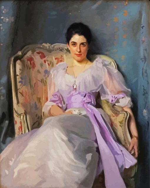 Edwardian Lady Sitting On Floral Chair paint by numbers