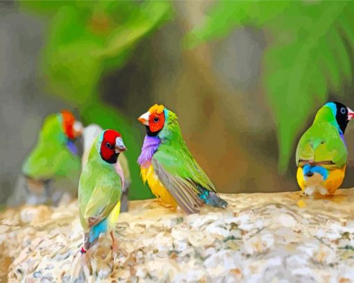 Cute Finches Birds paint by numbers