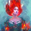 Fire Lady With Red Hair paint by numbers