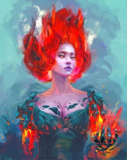 Fire Lady With Red Hair paint by numbers