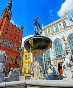 Neptune Fountain Gdansk paint by numbers