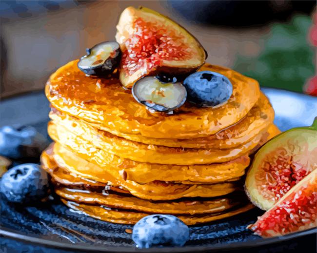 Pumpkin Pancakes With Fruits paint by numbers