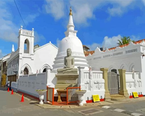 Sri Sudharamalay Abuddhist Temple Galle paint by numbers