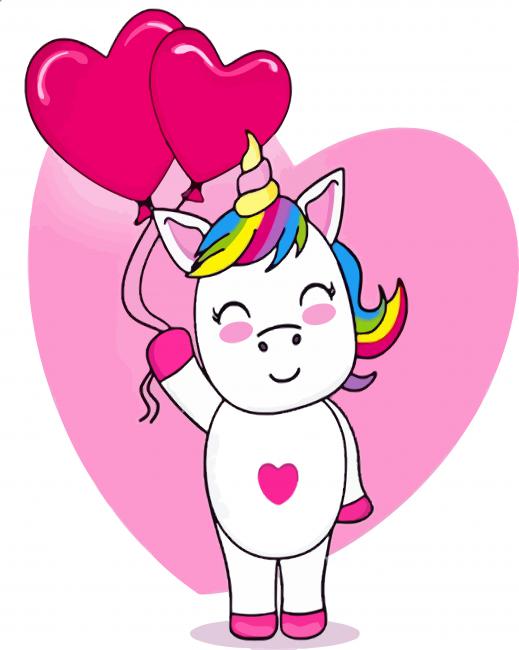Unicorn Holding Balloons paint by numbers