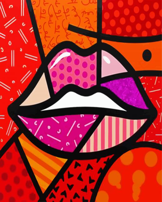 Aesthetic Abstract Lips Art paint by numbers