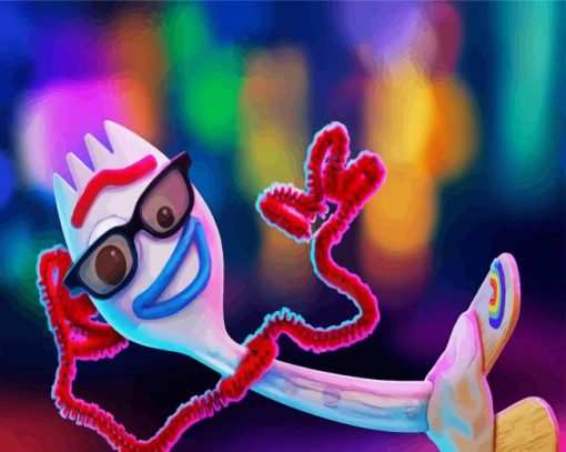 Cool Forky The Fork Cartoon paint by numbers