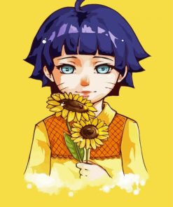 Cute Himawari Uzumaki And Sunflowers paint by numbers
