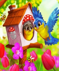 Cute Birds And Bees paint by numbers