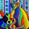Cute And Colorful Cat And Dog paint by numbers