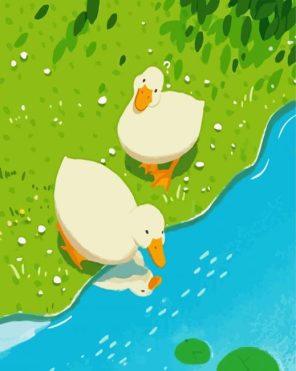 Cute White Ducks paint by numbers