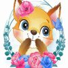 Cute Little Fox With Flowers paint by numbers