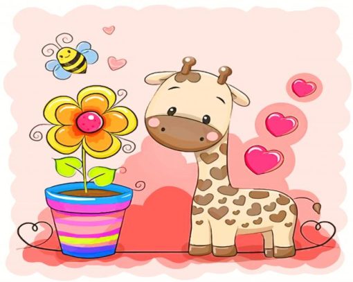 Cute Giraffe And Plants paint by numbers