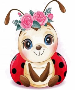 Cute Lady Bird With Flowers paint by numbers