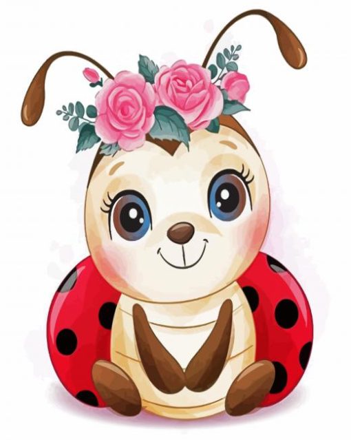 Cute Lady Bird With Flowers paint by numbers