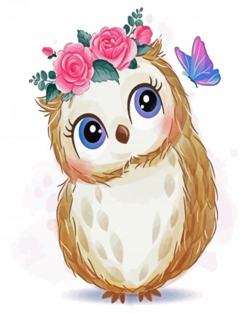 Cute Owl And Butterfly paint by numbers