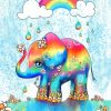 Cute Rainbow Elephant paint by numbers