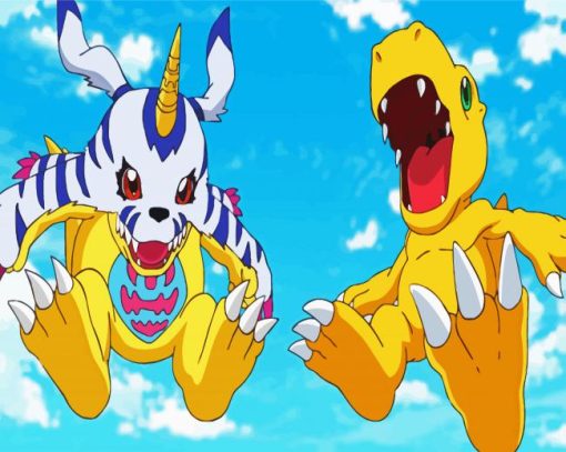 Digmon Augomon And Gabumon Anime paint by numbers