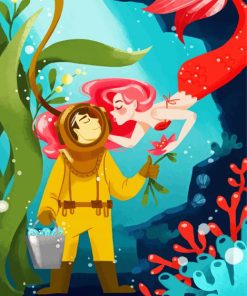 Diver And Mermaide paint by numbers