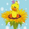Cute Little Duck On Sunflower paint by numbers