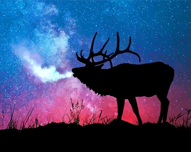 North American Elk Silhouette paint by numbers