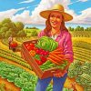 Farmer Lady Holding Veggies paint by numbers