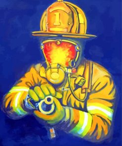 Firefighter With Water Hose paint by numbers