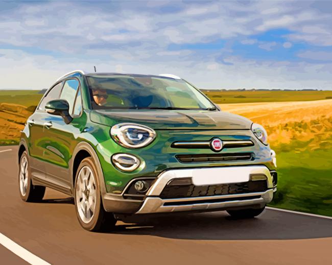 Green Fiat Car paint by numbers