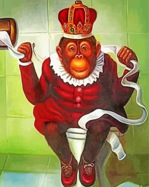 Monkey On A Toilet paint by numbers