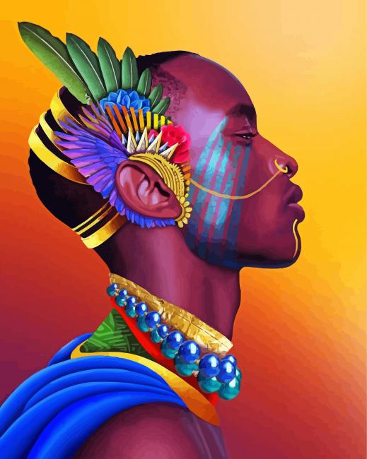African Man With Beads paint by numbers