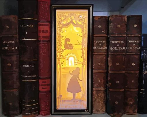 Alice In Wonderland Bookshelf paint by numbers