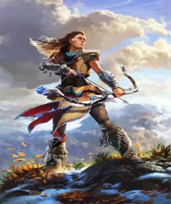 Aloy Hunter Video Game paint by numbers