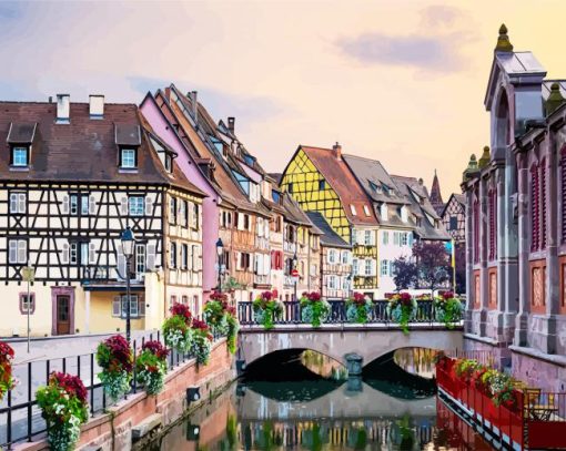 Alsace Buildings France paint by numbers