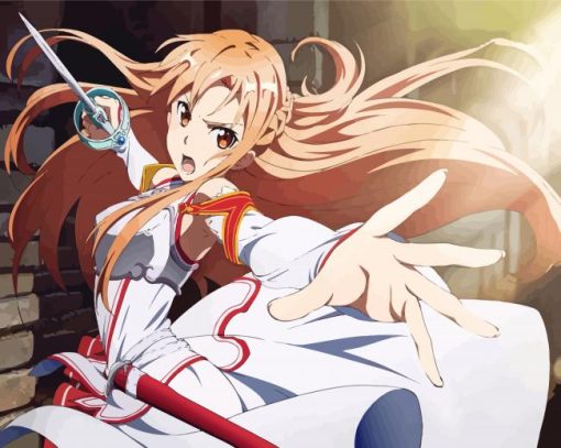 Asuna Fighting Anime Character paint by numbers