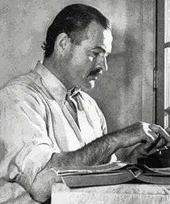 Author Ernest Hemingway B&W paint by numbers