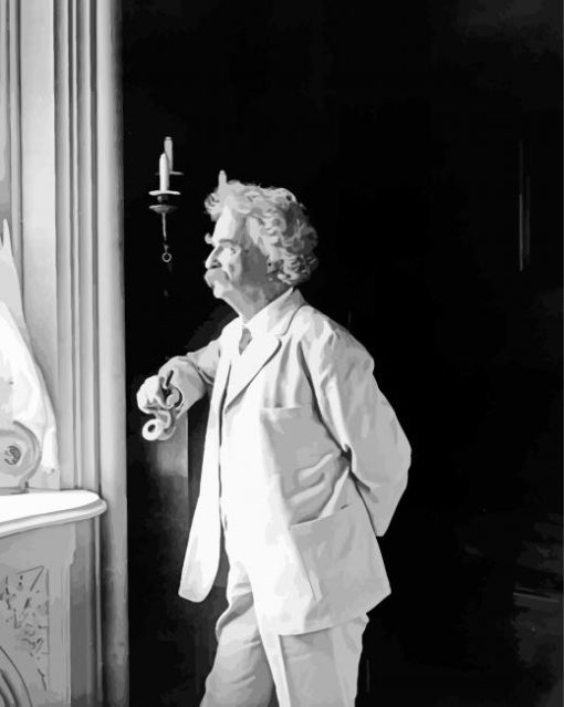 Author Mark Twain B&W paint by numbers