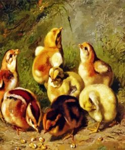 Adorable Baby Chiks Eating paint by numbers