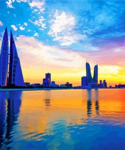 Bahrain Skyline Reflection paint by numbers