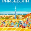Barcelona Park Gaudi Poster paint by numbers